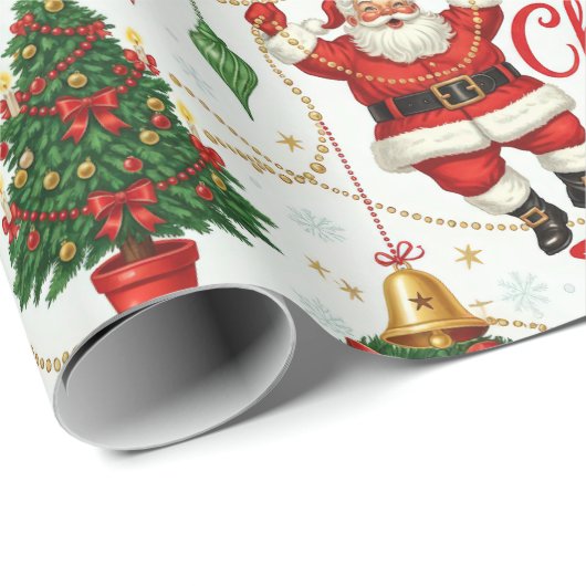 Retro Yuletide Cheer: Vrolijk en stralend vakantie Cadeaupapier (Rol Hoek)
