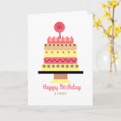 Retro Yummy Tall Cake Originele Kunst Verjaardag K Kaart (Gele Bloem)