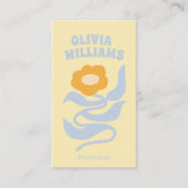 Retro zachte kleurrijke QR-code Boho groovy bloem Visitekaartje (Voorkant)