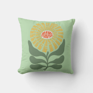 Retro "Zachte Mama" Bloem Typography Design Kussen