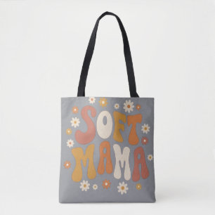 Retro Zachte Mama Daisy Bloemrijke Groovy Typograf Tote Bag