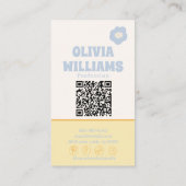 Retro zachte QR-code Boho groovy geruite bloem Visitekaartje (Achterkant)