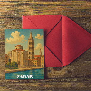 Retro  Zadar Kroatië Reizen Briefkaart