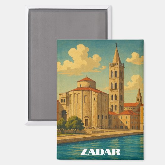 Retro Zadar Kroatië Reizen Magneet (Voorkant / Achterkant)