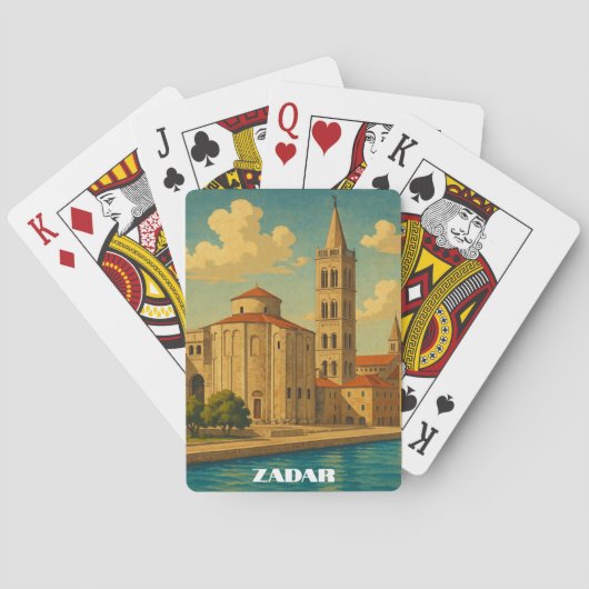 Retro  Zadar Kroatië Reizen Pokerkaarten (Achterkant)
