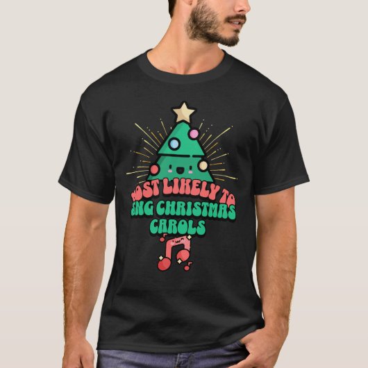 Retro zal waarschijnlijk kerstliedjes zingen t-shirt (Voorkant)