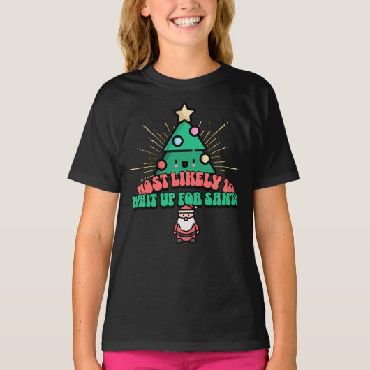 Retro zal waarschijnlijk wachten op de kerstman t-shirt (Voorkant)