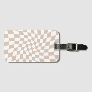 Retro Zand Roos Roze Stempel Afgevuurd Checkerboar Bagagelabel