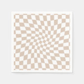 Retro Zand Roos Roze Stempel Afgevuurd Checkerboar Servet (Voorkant)