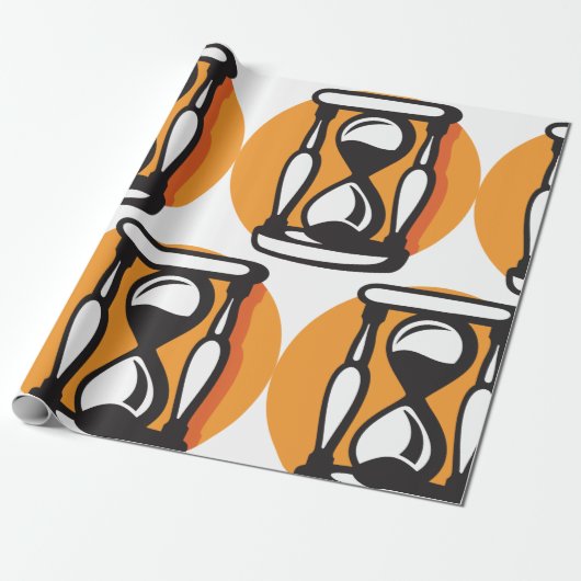 Retro zandloper minimalistische tijd cadeaupapier (Uitgerold)