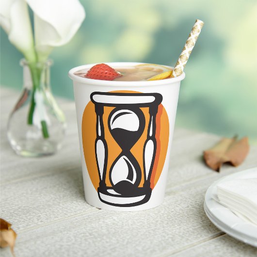 Retro zandloper minimalistische tijd papieren bekers