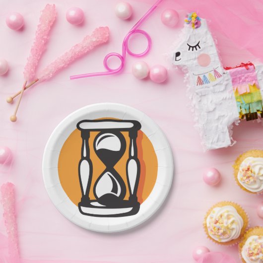 Retro zandloper minimalistische tijd papieren bordje (Feest)