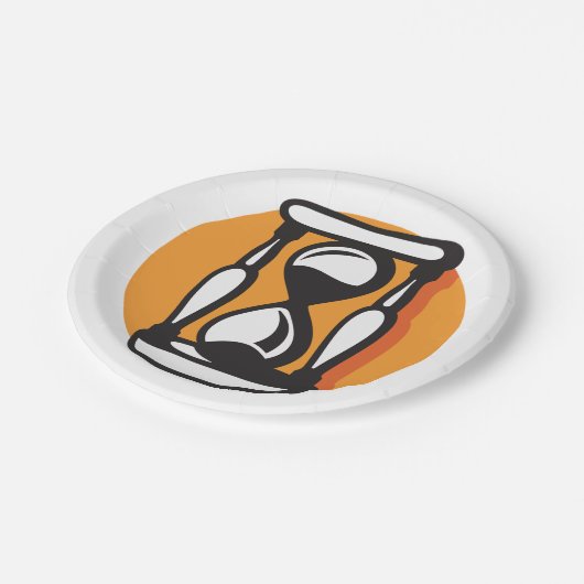 Retro zandloper minimalistische tijd papieren bordje (Gekanteld)