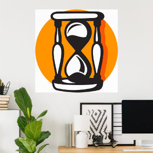 Retro zandloper minimalistische tijd poster