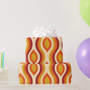 Retro zandloper Ogee in oranje, geel en rood Cadeaupapier