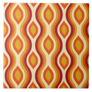 Retro zandloper Ogee in oranje, geel en rood Tegeltje