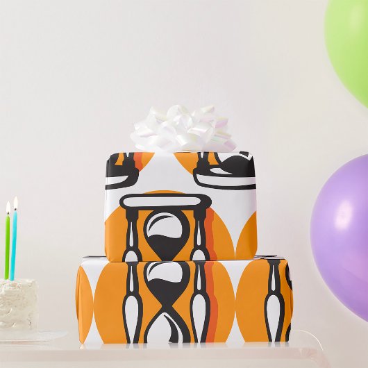 Retro Zandloper Timer Minimalistisch Tijd Cadeaupapier