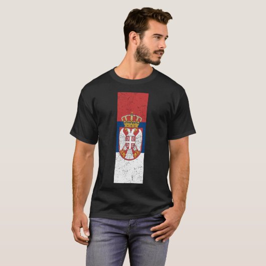 Retro Zastava i Grb Srbije T-shirt (Voorkant volledig)