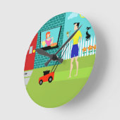 Retro zaterdagochtend Acrylische Ronde Klok (Hoek)