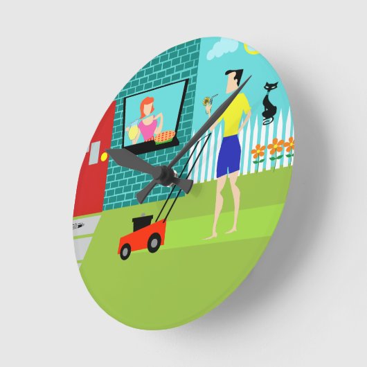 Retro zaterdagochtend Acrylische Ronde Klok (Hoek)