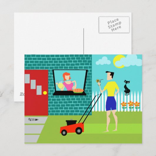 Retro Zaterdagochtend Briefkaart (Voorkant / Achterkant)