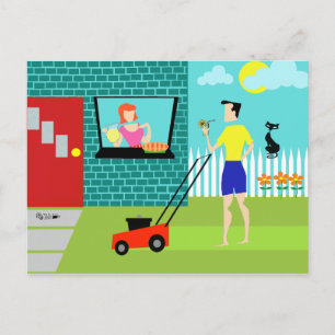 Retro Zaterdagochtend Briefkaart