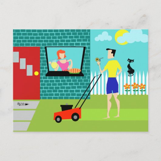 Retro Zaterdagochtend Briefkaart (Voorkant)