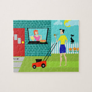 Retro zaterdagochtend Puzzle Legpuzzel