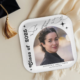 Retro Ze Heeft Het Gedaan Foto Afstuderen 2026 Papieren Bordje