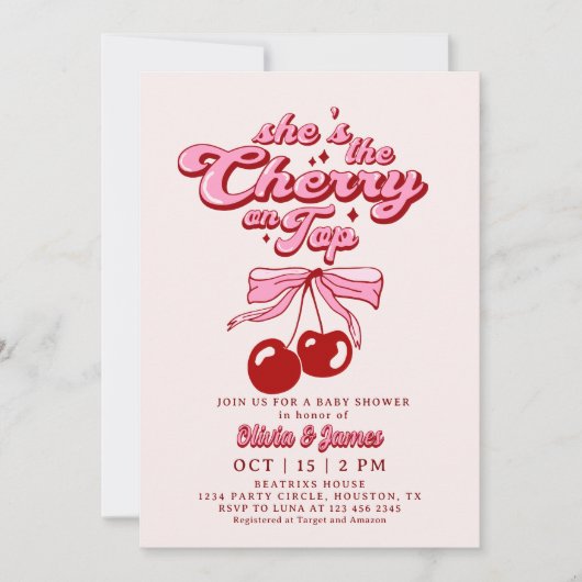 Retro Ze is de Cherry op Top Trendy Baby shower Kaart (Voorkant)