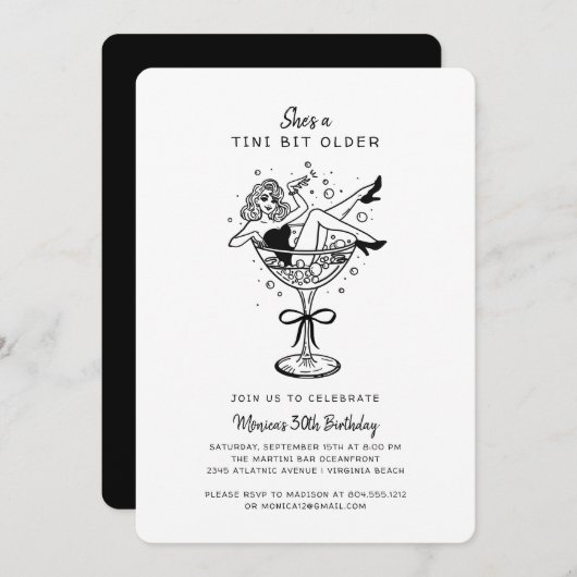 Retro Ze is een klein beetje ouder Hand getrokken  Kaart (Voorkant / Achterkant)