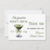 Retro Ze vond haar perfecte Matcha Bruidsdouche Bedankkaart (Voorkant)