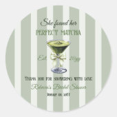 Retro Ze vond haar perfecte Matcha Bruidsdouche Ronde Sticker (Voorkant)