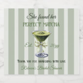 Retro Ze vond haar perfecte Matcha Bruidsdouche Sparkling Wijnetiket (Enkel label)