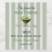 Retro Ze Vond Haar Perfecte Matcha Bruidsuitnodigi Wijn Etiket (Enkel label)