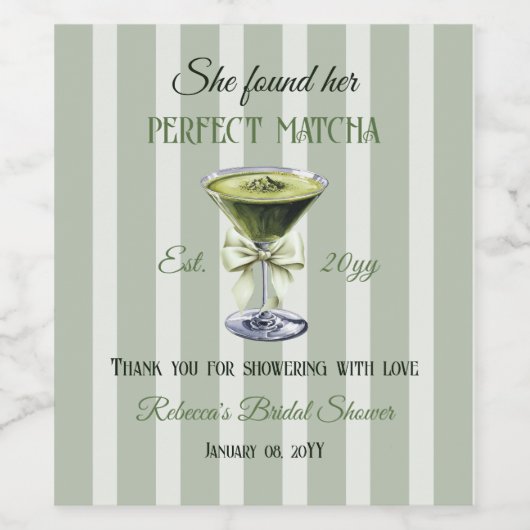 Retro Ze Vond Haar Perfecte Matcha Bruidsuitnodigi Wijn Etiket (Enkel label)