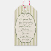 Retro Ze vond haar perfecte matcha Vrijgezellenfee Cadeaulabel (Achterkant)