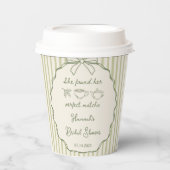 Retro Ze vond haar perfecte matcha Vrijgezellenfee Papieren Bekers (Voorkant)