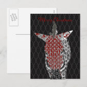 Retro Zebra Briefkaart Black Christmas (Voorkant / Achterkant)