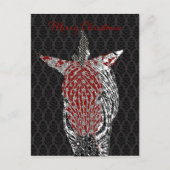 Retro Zebra Briefkaart Black Christmas (Voorkant)