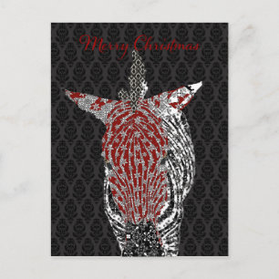 Retro Zebra Briefkaart Black Kerstmis