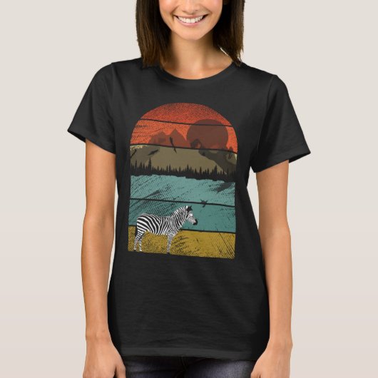 Retro Zebra en schattig dier 4 T-shirt (Voorkant)