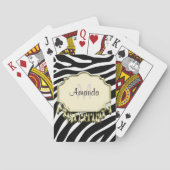 Retro Zebra huid met goudvlek Pokerkaarten (Achterkant)