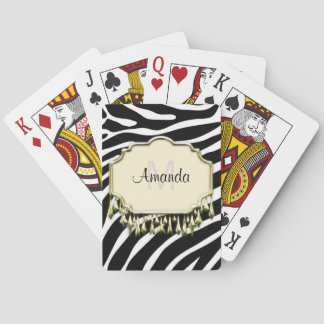 Retro Zebra huid met goudvlek Pokerkaarten