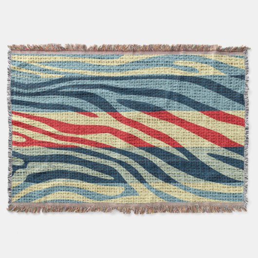 Retro Zebra huid printpatroon Burlap Rustic #10 Deken (Voorkant)