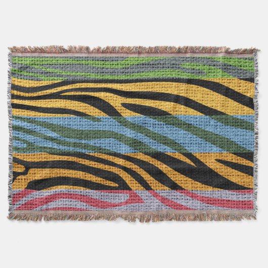 Retro Zebra huid printpatroon Burlap Rustige #2 Deken (Voorkant)