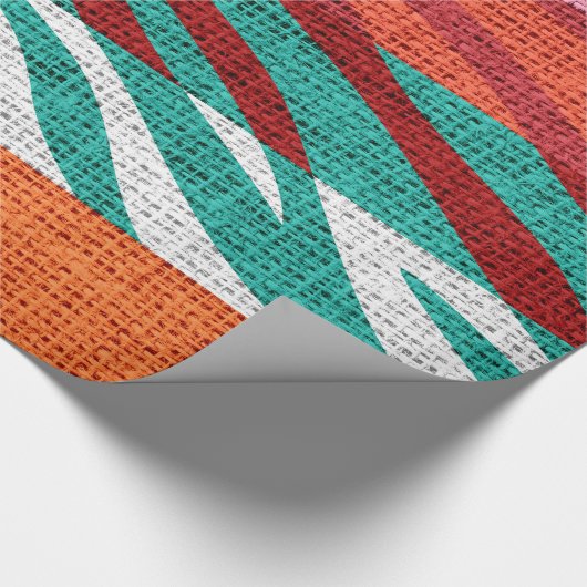 Retro Zebra huid printpatroon Burlap Rustige #5 Cadeaupapier (Hoek)