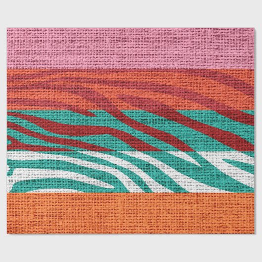 Retro Zebra huid printpatroon Burlap Rustige #5 Cadeaupapier (Vlak)