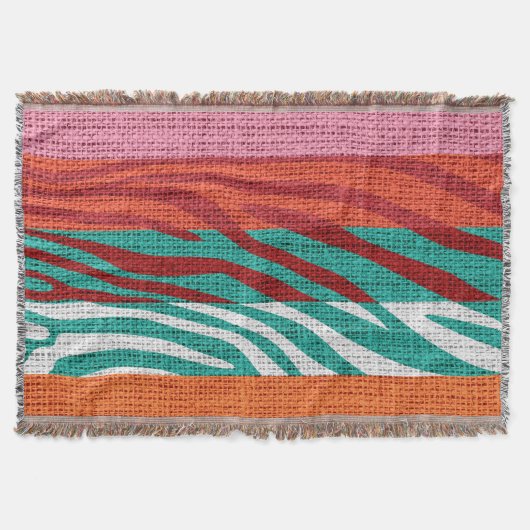 Retro Zebra huid printpatroon Burlap Rustige #6 Deken (Voorkant)