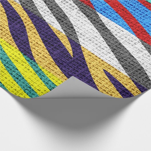 Retro Zebra huid printpatroon Burlap Rustige #9 Cadeaupapier (Hoek)